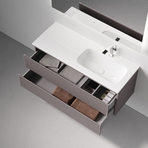 Тумба подвесная SANCOS Snob R правая 1195х445х500, c двумя ящиками оснащенными доводчиками, Doha Soft, SNR120RSM