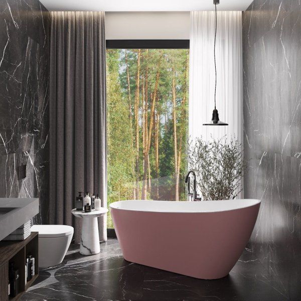 Ванна акриловая отдельностоящая Teymi Solli 170x74x75, розовая матовая T130108