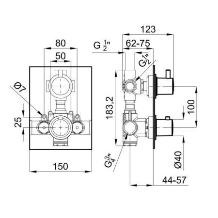 Термостатический смеситель Noken Urban N111390002 для ванны, хром
