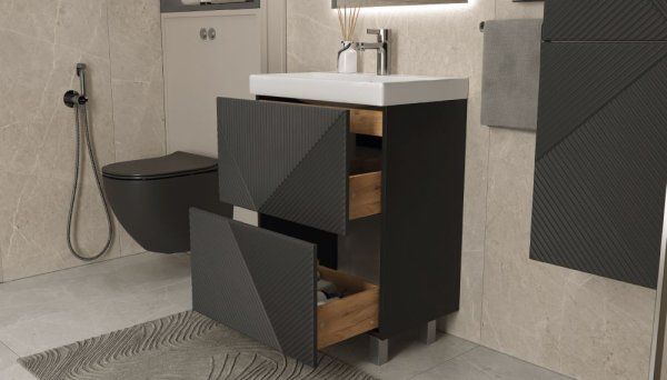 Тумба Velvex напольная Edge 60.2Y, графит (tn.EDG.9696.60.2Y графит)