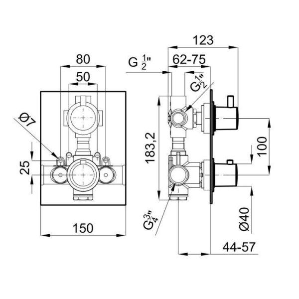 Термостатический смеситель Noken Urban N111390002 для ванны, хром