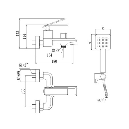 Смеситель для ванны Savol (S-600103T)