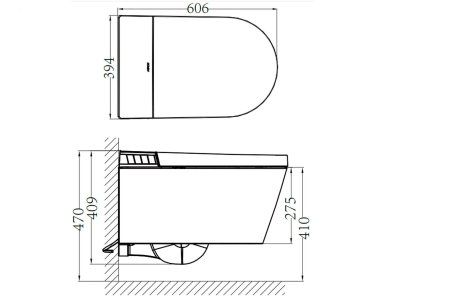 Умный подвесной унитаз AKH1051H / инсталляция AHY1051/ клавиша AHM051G