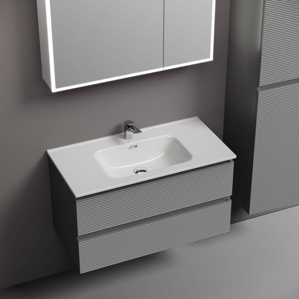 Тумба подвесная SANCOS Folk 890х445х500, c двумя ящиками оснащенными доводчиками, Ergraut soft, FL90ES