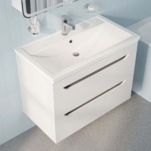 Тумба с умывальником, подвесная, 80 см, белый, Sky, IDDIS, SKY80W0i95K подходит умыв. 4078000i28