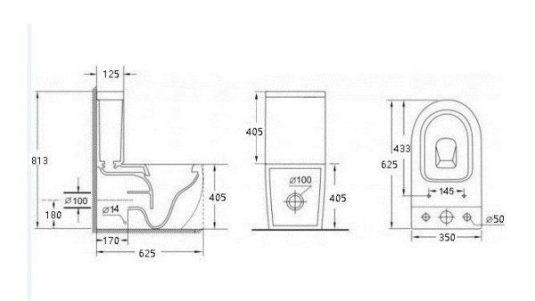 Унитаз-компакт Esbano Crisan безободковый, черный матовый
