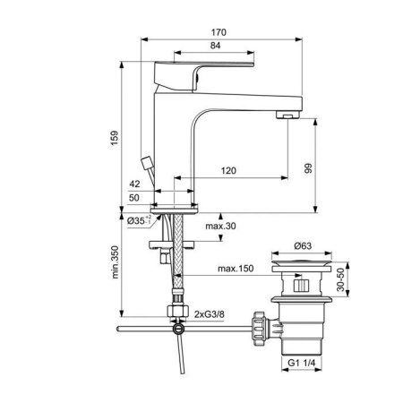 Смеситель Ideal Standart Cerafine D BC494AA для ванны и душа
