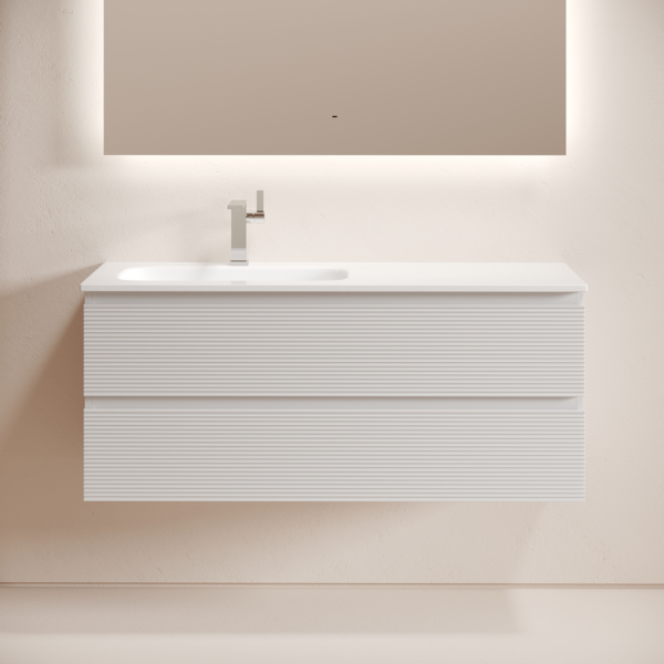 Тумба подвесная SANCOS Folk  левая 1195х445х500, c двумя ящиками оснащенными доводчиками, Bianco, FL120LW