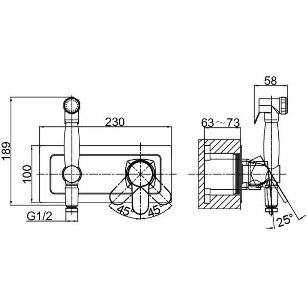 Гигиенический душ D&K Rhein.Marx DA1394501 со смесителем, хром