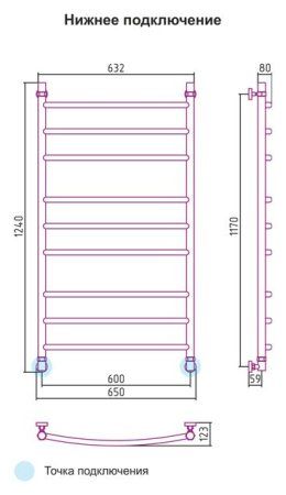 Полотенцесушитель водяной Сунержа Галант 1200х600 античное белое золото