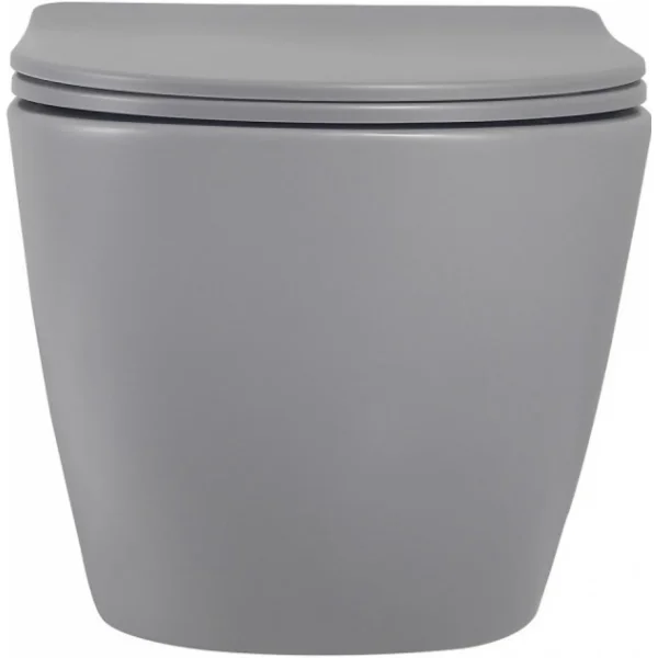 Унитаз подвесной Abber Bequem AC1101TMG безободковый, торнадо, с сиденьем микролифт, серый матовый