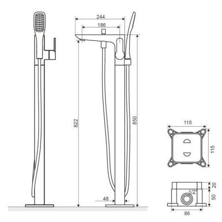 Смеситель для ванны отдельностоящий Excellent Oxalia AREX.9055CR хром