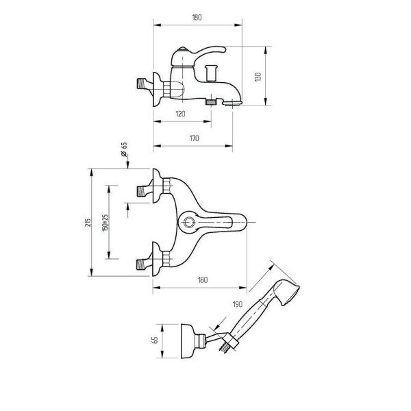 Смеситель для ванны с душем, хром Veragio LARUTTA VR.LRT-3601.CR