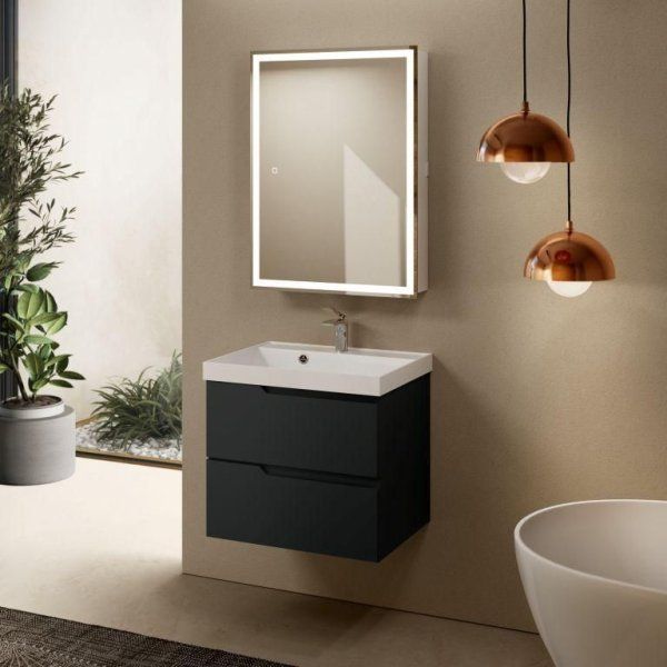 Тумба под умывальник подвесная AQUAme "S3" AQM900360GM 60 см., цвет антрацит.