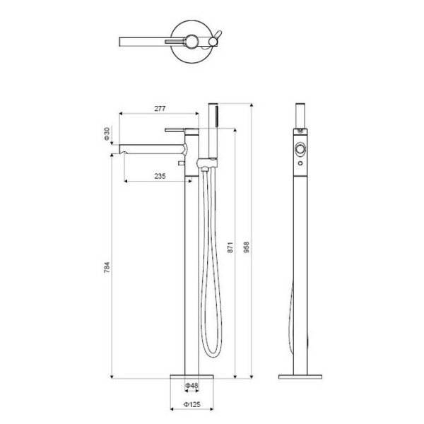 Смеситель для ванны отдельностоящий Excellent Pi AREX.1255BL черный матовый