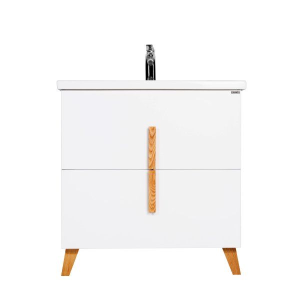 Тумба VIANT "Мюнхен" COMO 80 2 ящика белая 425х760х820 (VMUN80COBEL-T2Y)