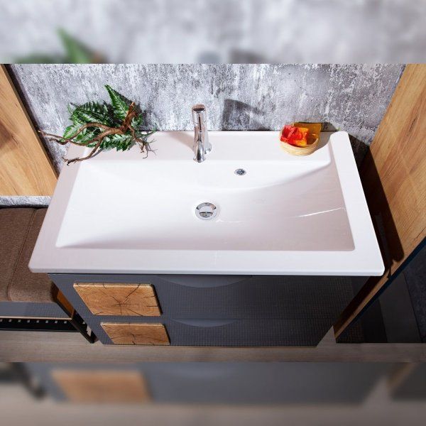 Комплект мебели для ванной Бриклаер Форест 80, дуб золотой/антрацит