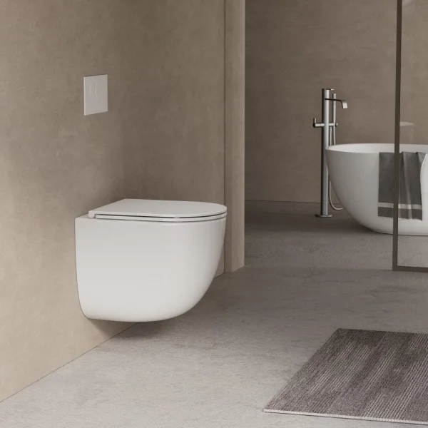 Унитаз подвесной Abber Bequem AC1132TC безободковый, торнадо, с сиденьем микролифт, белый