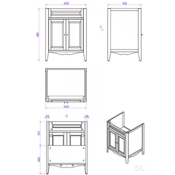 Тумба с раковиной Tiffany World Veronica Ver66bipuro/cer 66 белый матоввый/керамика