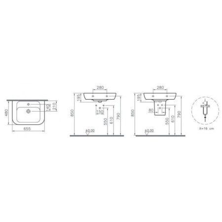 Раковина VitrA Retro 5151B003-0001 65
