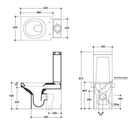 Чаша для унитаза моноблок Kerasan Cento 3522bi прямоугольная