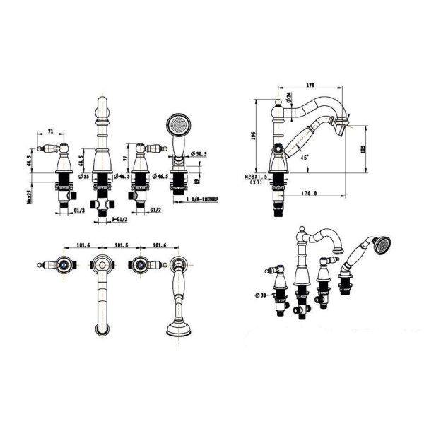Смеситель Bohemel Flora 396-FL для ванны, хром