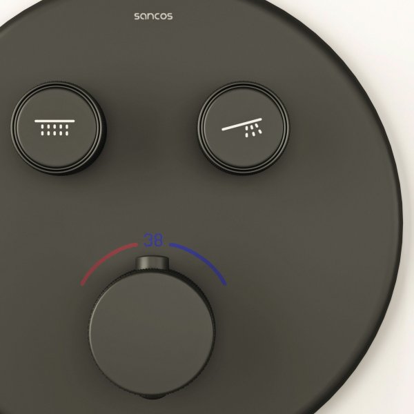 Душевой комплект SANCOS Space встраиваемый c термостатическим смесителем, цвет черный матовый ,  SC3006MB