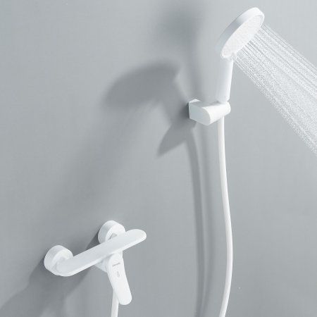 Смеситель для душевой кабины однорычажный  Shevanik S4716C, Белый