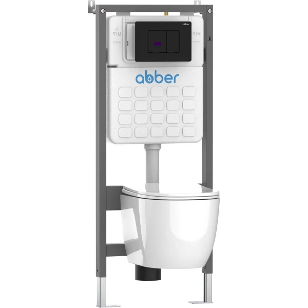 Кнопка смыва Abber AC0122SMB для инсталляции, сенсорная, питание от батареи, черный матовый