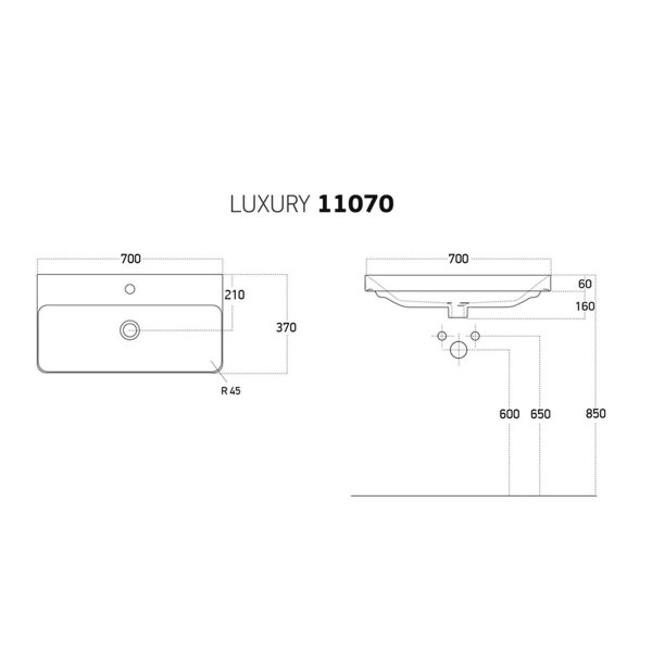 Раковина Dreja Luxury 11070-KL, 70 см