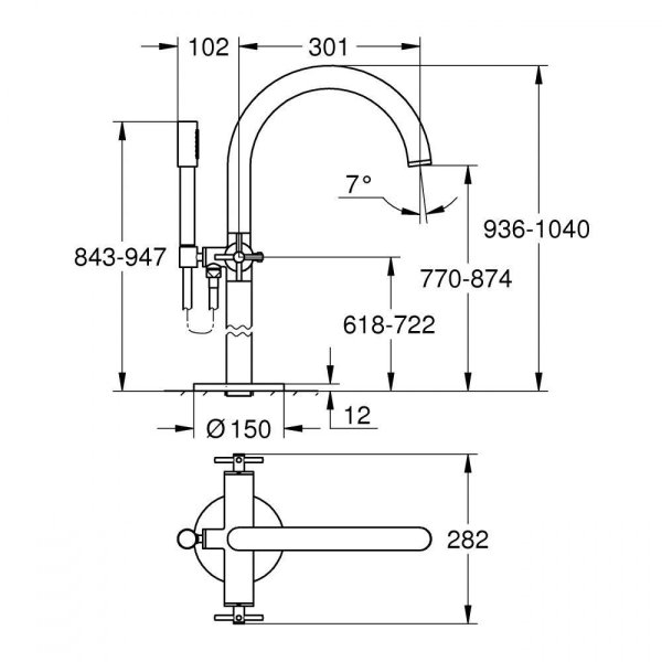 Смеситель Grohe Atrio 25044AL3 для ванны тёмный графит матовый