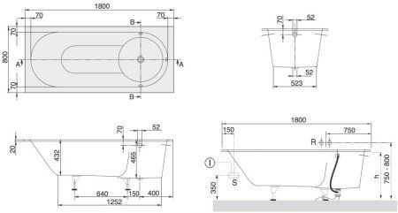 Ванна Villeroy&Boch Libra UBQ180LIB2V-01 180х80 alpin