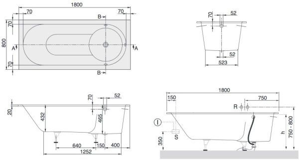 Ванна Villeroy&Boch Libra UBQ180LIB2V-01 180х80 alpin