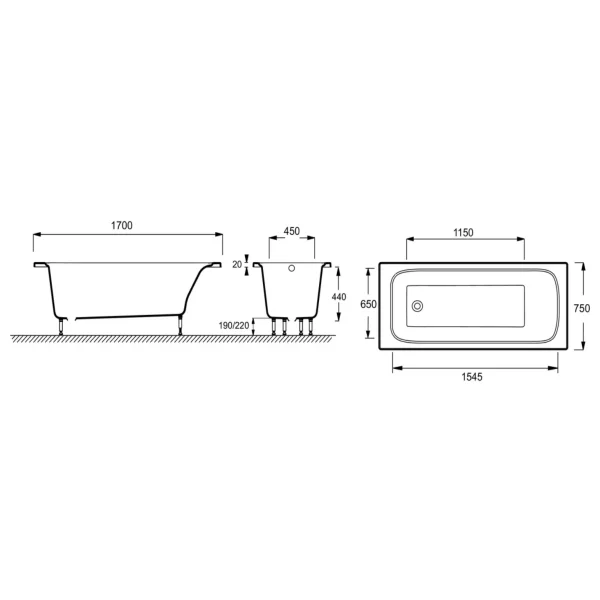 Ванна из литьевого мрамора Jacob Delafon Elite E6D362RU-00 170x75 см, белый