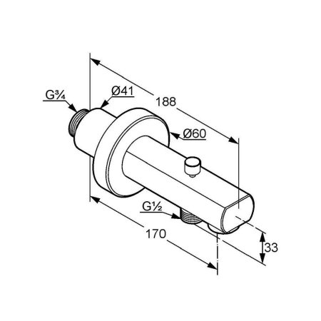 Излив Kludi Zenta 1350105 для ванны с душем, хром