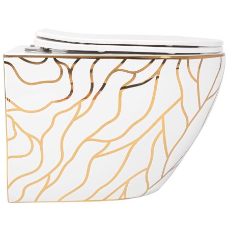 Подвесной унитаз REA CARLOS FLAT WAVE GOLD белый REA-C8767