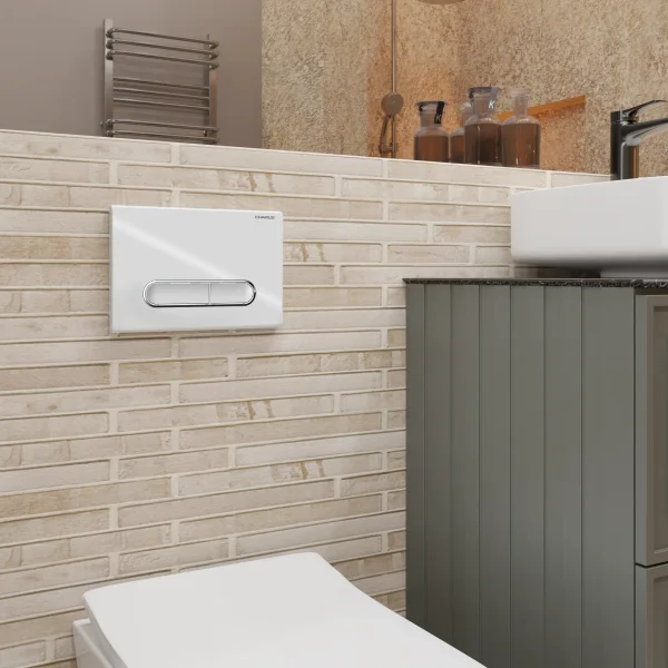 Кнопка смыва Charus Magnus FP.340.11.01 для инсталляции, белый глянец/хром/белый глянец