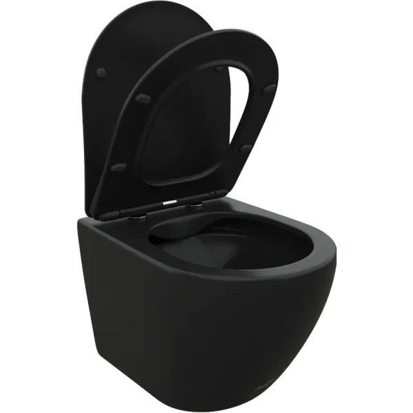 Унитаз подвесной Ceruttispa Ticino Aria CT8918 безободковый, с сиденьем микролифт, черный матовый
