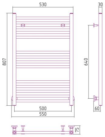 Полотенцесушитель водяной Сунержа Модус 30-0250-8050 800x500 белый матовый