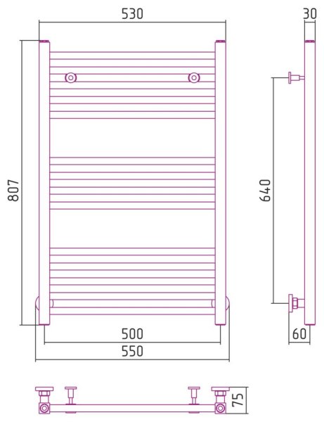 Полотенцесушитель водяной Сунержа Модус 15-0250-8050 800x500 тёмный титан муар
