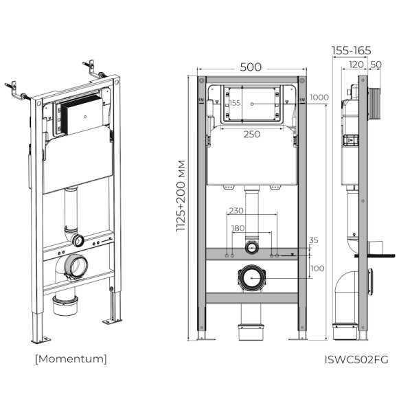 Инсталляция для подвесного унитаза Knotlor ISWC502FG, бирюзовый