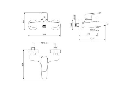 Смеситель для ванны AQUATEK AQ1140CR БЕТТА, Хром