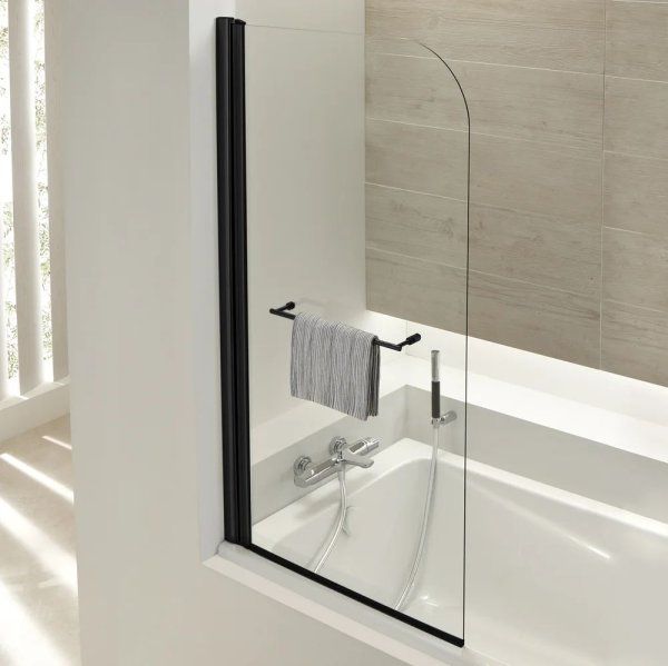 Шторка для ванны распашная Jacob Delafon Odeon Up 80х145 цвет профиля черный (E4932-BL)