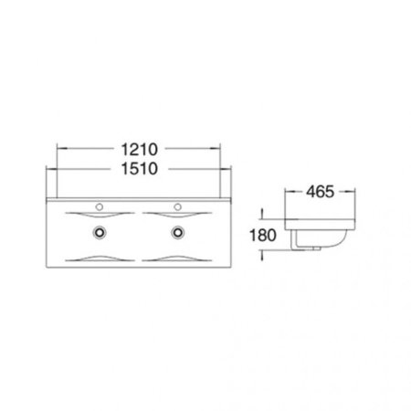 Раковина SantiLine SL-2111 120 двойная, белая