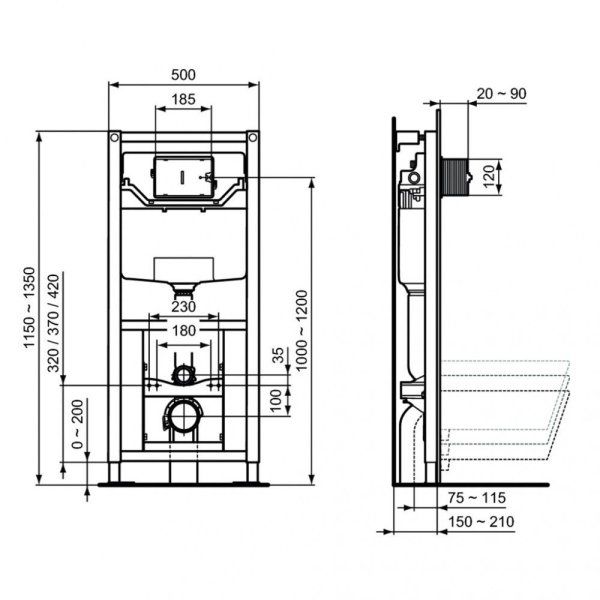 Система инсталляции Ideal Standard ProSys 120 R020567 для унитаза
