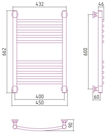 Полотенцесушитель водяной Сунержа Богема+ выгнутая 03-0221-6040 600x400 золото