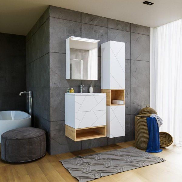 Зеркальный шкаф Бриклаер КРИСТАЛЛ 56 см, белый