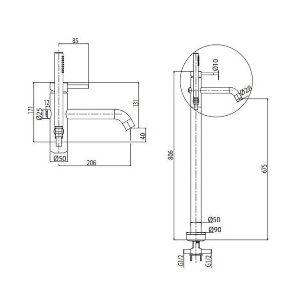 Смеситель M&Z MZ-Expo MZE06509 для ванны черный
