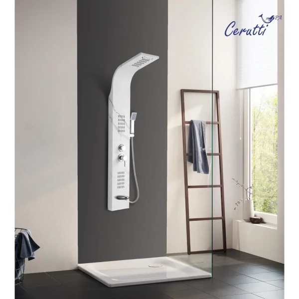 Душевая панель Ceruttispa Virginia CT9982 со смесителем, белый мрамор