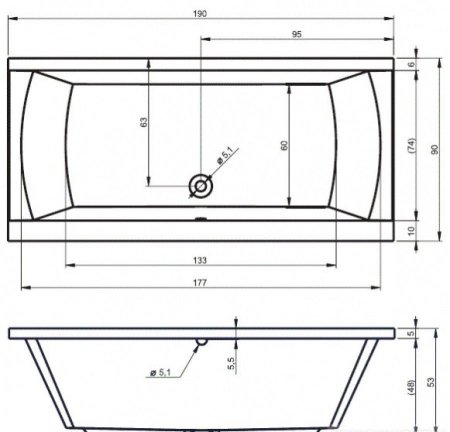 Ванна акриловая Riho Julia BA6900500000000 190x90